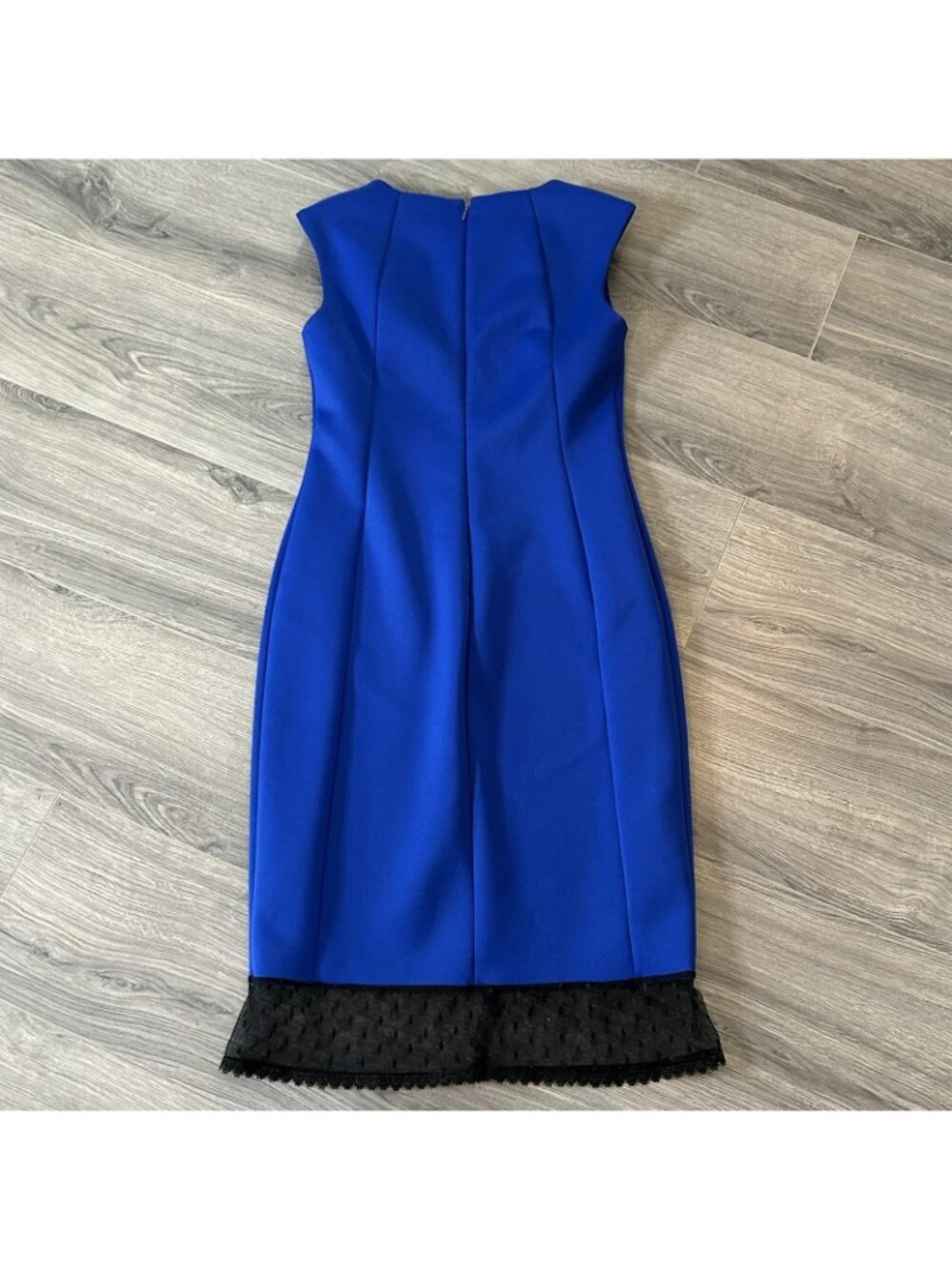 Calvin Klein Dress Womens 6 Blue Sheath Chain Neck Lace Hem Party Cocktail - Picture 2 of 11